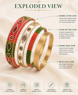 Multicolor Embellished Enamel Bangle Set