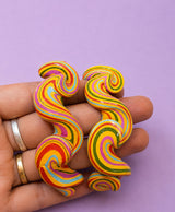 Yellow Multicolor Hand-Painted Spiral Lac Bangles