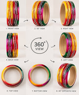 Multicolor Rhinestone Festive Lac Bangle Set
