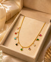 Multicolor Square Charm Gold-Tone Necklace for Women
