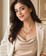 Multicolor Square Charm Gold-Tone Necklace for Women