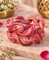Multicolor Swirl Sculptural Designer Lac Bangles