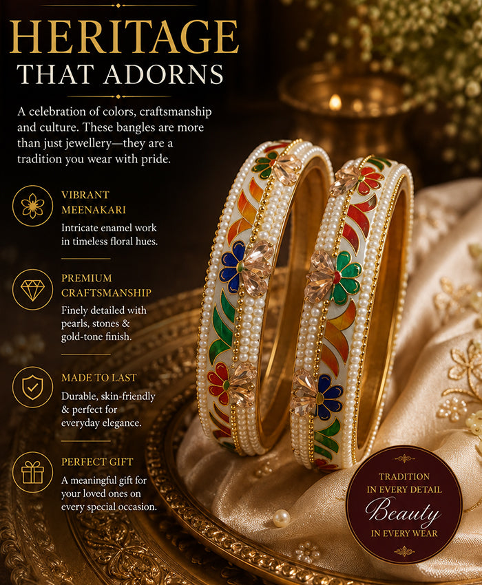 Multicolour Floral Meenakari-Style Bangle Set