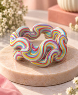 Multicolour Rainbow Swirl Sculptural Designer Lac Bangles