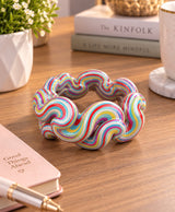 Multicolour Rainbow Swirl Sculptural Designer Lac Bangles