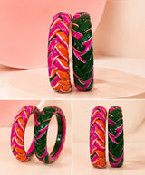 Multicolour Braided Enamel Lac Bangles