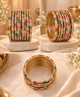 Multicolour Crystal Line Chudi Set