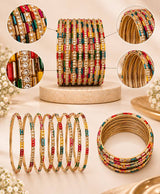 Multicolour Crystal Line Chudi Set