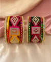 Multicolour Geometric Crystal Statement Lac Bangle Set