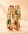 Multicolour Leaf Crystal Bangle Pair