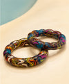 Multicolour Teal Magenta Marbled Statement Lac Bangles