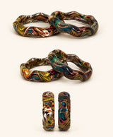 Multicolour Teal Magenta Marbled Statement Lac Bangles