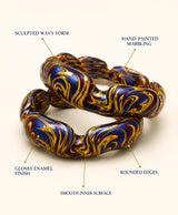 Navy Gold Marbled Wave Lac Bangles
