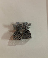 Oxidized Silver Butterfly Jhumka Drop Earrings