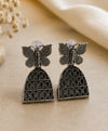 Oxidized Silver Butterfly Jhumka Drop Earrings