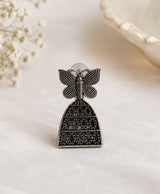 Oxidized Silver Butterfly Jhumka Drop Earrings