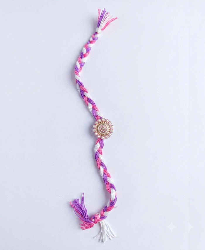 Pastel Braided Pearl Designer Rakhi