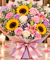 Pastel Mixed Flower Bouquet – 12 Flowers