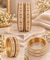 Pearl Royale Gold Embellished Bangle Set
