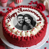 Personalized Anniversary Photo Red Velvet Cake