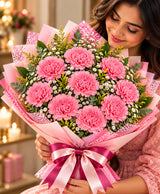 Pink Carnation Bouquet – 10 Pink Carnations