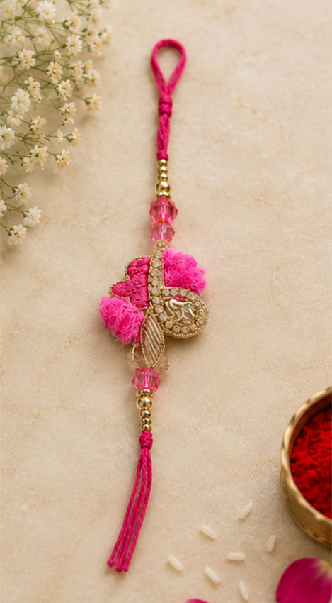 Pink Kanha Floral Designer Rakhi