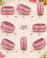 Pink Lavender Marble Rhinestone Lac Bangle Set