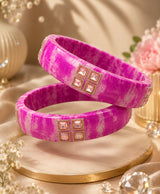 Pink Marbled Embellished Designer Bangle