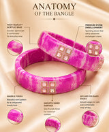 Pink Marbled Embellished Designer Bangle