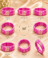 Pink Marbled Embellished Designer Bangle