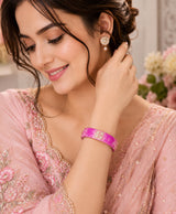 Pink Marbled Embellished Designer Lac Bangle