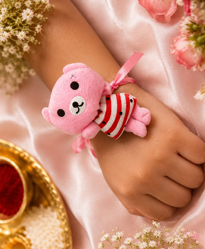 Pink Plush Teddy Kids Rakhi