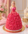 Pink Princess Doll Cake – Elegant Rose Swirl Celebration Cake