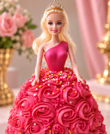 Pink Princess Doll Cake – Elegant Rose Swirl Celebration Cake