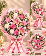Pink & White Mixed Flower Bouquet – 12 Flowers