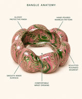 Pink Green Marbled Swirl Lac Bangles