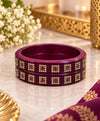 Premium Plum Rhinestone Lac Bangle Set