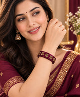 Premium Plum Rhinestone Lac Bangle Set