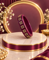 Premium Plum Rhinestone Lac Bangle Set
