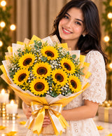 Premium Sunflower Bouquet – 9 Sunflowers