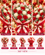 Proposal Red & White Bouquet – 12 Roses
