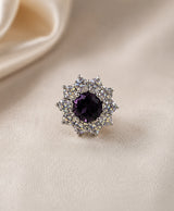 Purple Crystal Floral Stud Earrings