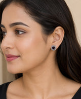 Purple Crystal Floral Stud Earrings
