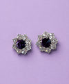 Purple Crystal Floral Stud Earrings