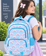 Rainbow Hearts Sky Blue School Backpack