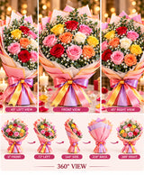 Rainbow Rose Bouquet – 12 Mixed-Color Roses