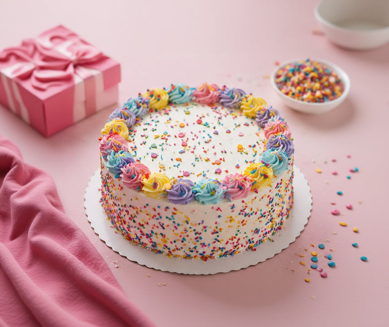 Rainbow Sprinkle Celebration Cake