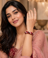 Red Pink Black Braided Statement Lac Bangles