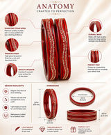 Red Crystal-Embellished Traditional Lac Bangle Set