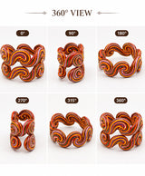 Red Multicolor Hand-Painted Wave Lac Bangles